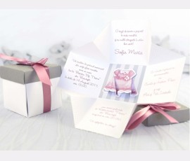 Invitație botez tip cutie 3D - fetiță