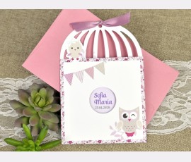 Invitatie de botez bufnita - Cod 15613