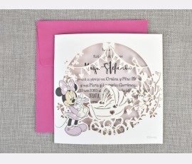 Invitatie de botez decupaj Laser Minnie - Cod 15709