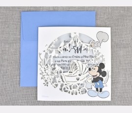 Invitatie de botez cu decupaj Laser Mickey