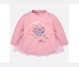 Promotie BLUZA MANECA LUNGA SERIGRAFIATA CU MAIOU TIUL SUPRAPUS 2064 cod 20641