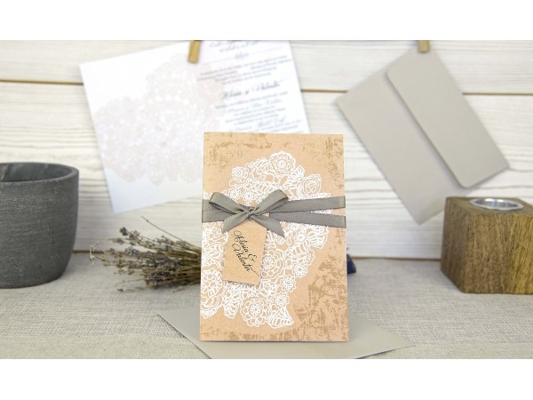 Invitatie rustic heart 