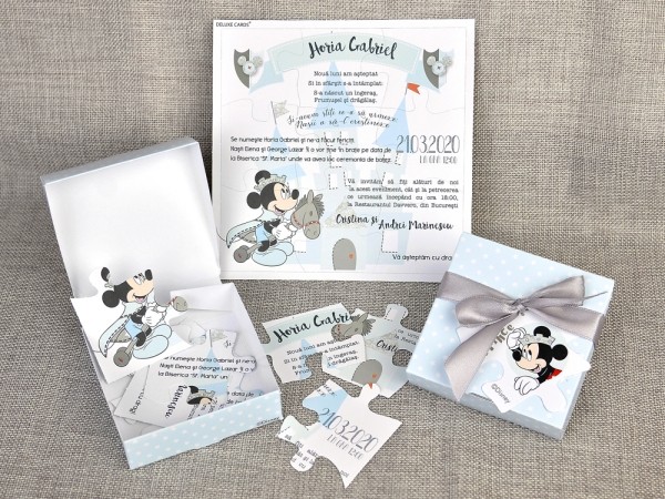 Invitatie de botez Puzzle Mickey