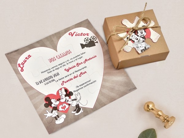 Invitatie de nunta Puzzle Minnie si Mickey 39738