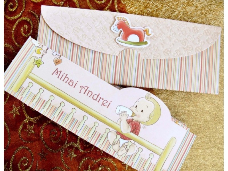 Invitatie De Botez Bebe In Patut Deluxe Cards