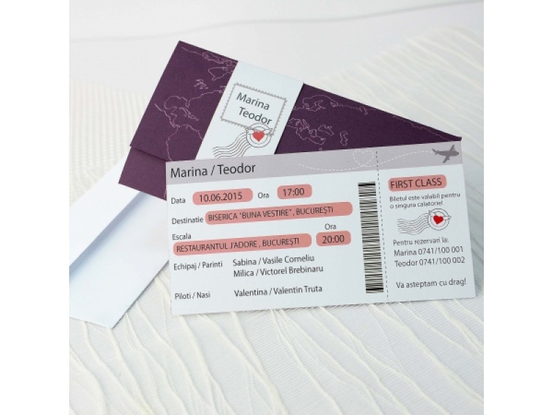 Invitatie De Nunta Tip Bilet Avion 32652 Deluxe Cards