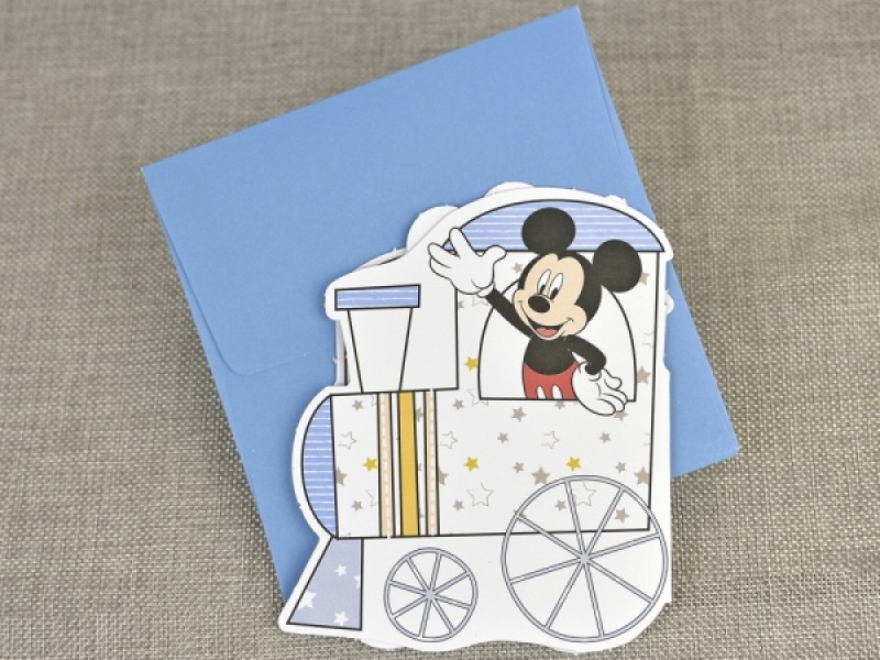 Invitatie De Botez Trenulet Mickey 15723 Deluxe Cards